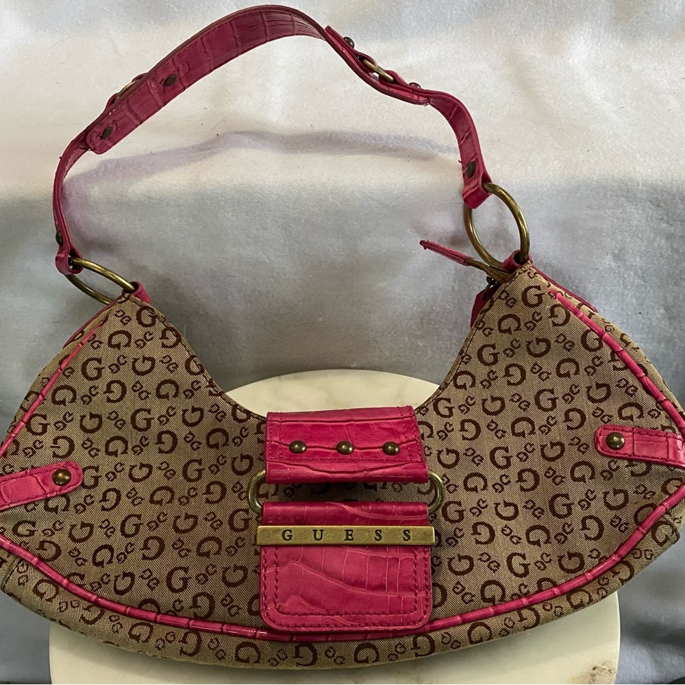 Guess clutch with shoulder strap